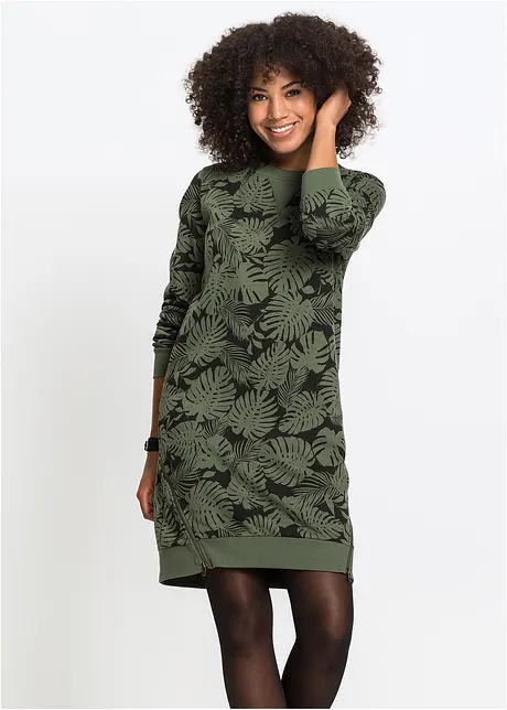 Mönstrad jerseyklänning, bonprix