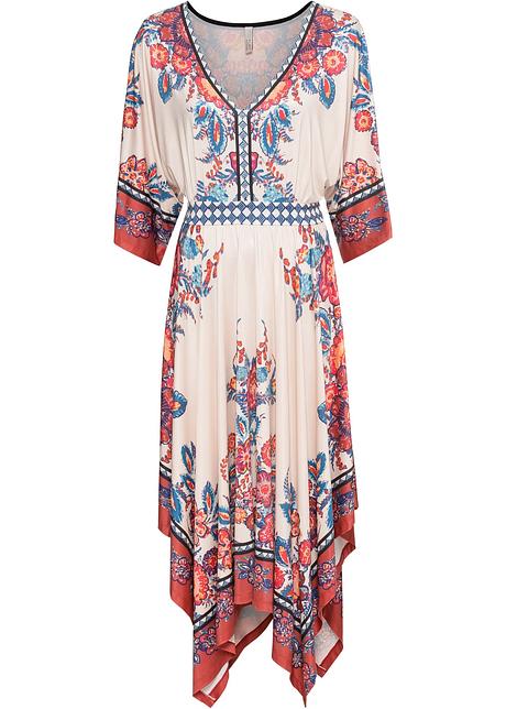 Klänning med skärp och boho mönster beige, mönstrad Dam Klänning med skärp och boho mönster beige, mönstrad Dam