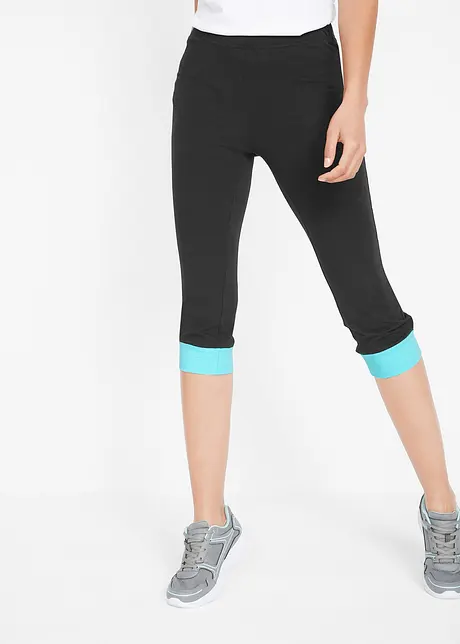 Sportiga caprileggings med kontrastfärgade muddar, bonprix