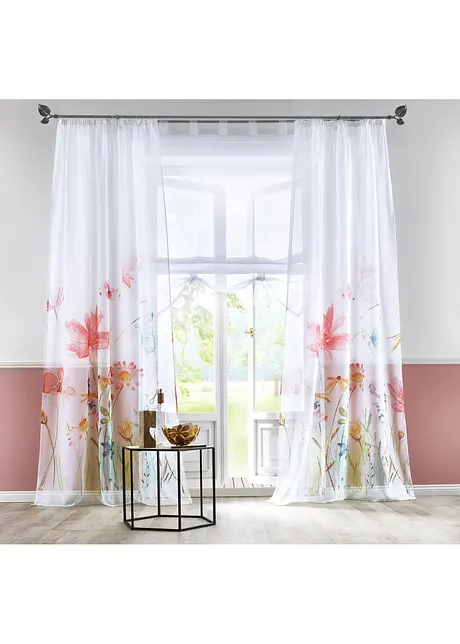 Enfärgad transparent hissgardin, bonprix