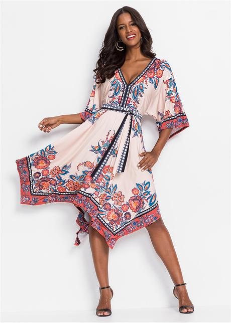 Klänning med skärp och boho mönster beige, mönstrad Dam Klänning med skärp och boho mönster beige, mönstrad Dam