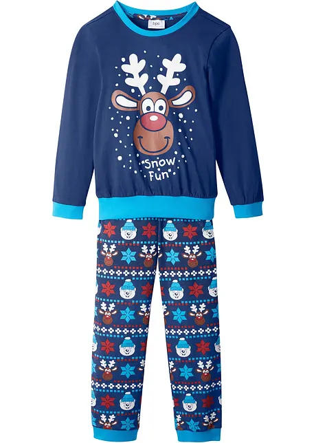 Barnpyjamas med julmotiv (2 delar), ekologisk bomull, bonprix