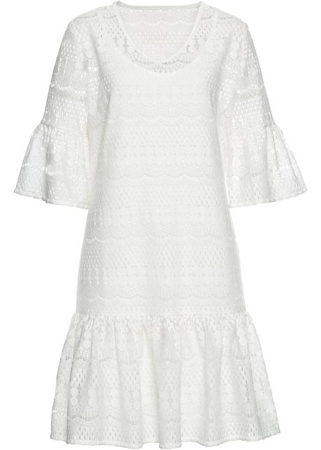 Spetsklänning med foder, 34 ärm offwhite Dam bonprix.se Beställ vackra spetsklänningar hos bonprix