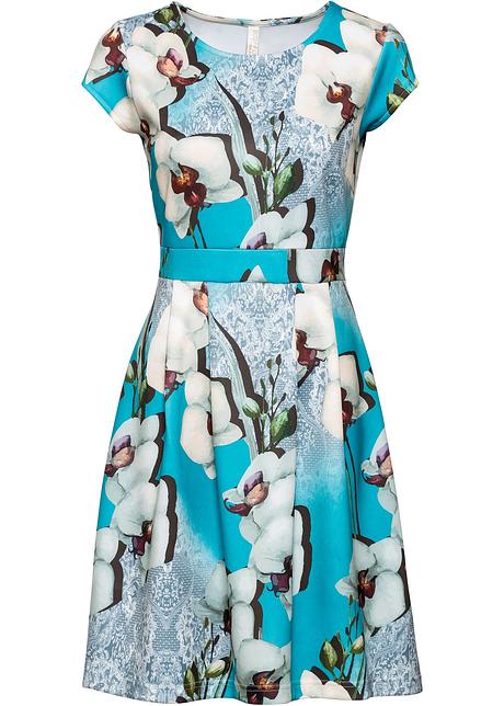 Mönstrad klänning blåturkos BODYFLIRT boutique beställa Turkosa Animal Print kläder, skor och accessoarer online