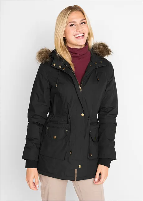 Kort parkas med teddypäls, bpc bonprix collection
