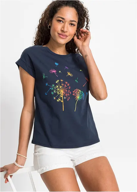 T-shirt med blomtryck, bonprix