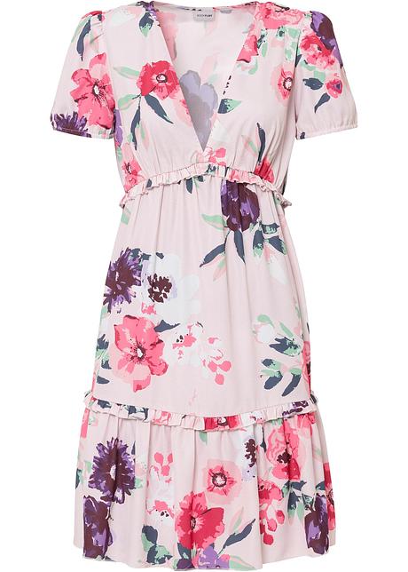 Klänning med puffärmar och volanger