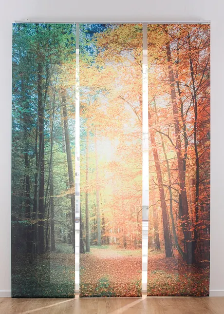 Panelgardin digitalt tryck skog (3-pack), bpc living bonprix collection