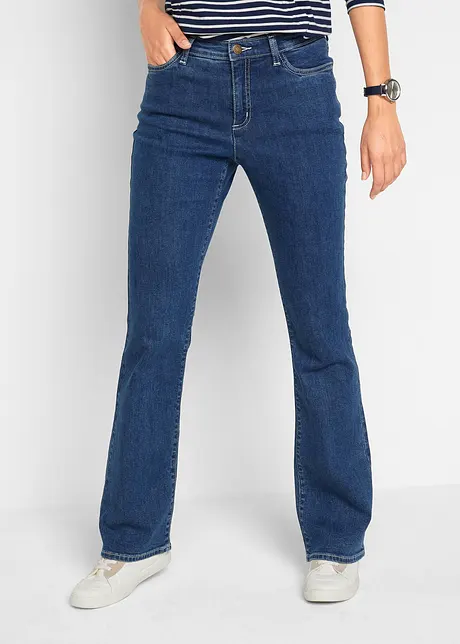 Stretchjeans med medelhög midja, ekologisk bomull, bootcut, bonprix