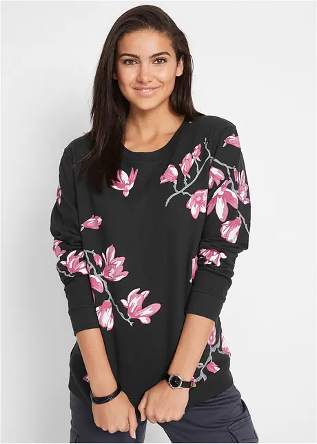 Sweatshirt med blommönster, bonprix