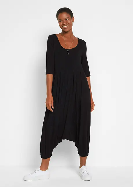 Jumpsuit med harembyxa, halvlång ärm, bonprix