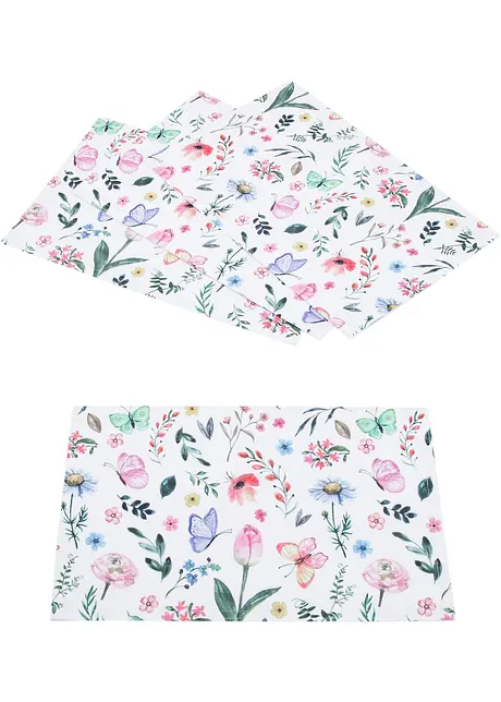 Bordstablett med tryckta snittblommor (4-pack), bonprix