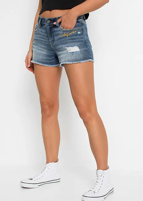 Jeansshorts med broderi, bonprix