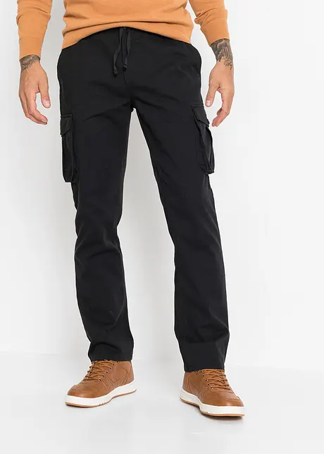 Regular Fit cargobyxa i ren bomull, Straight, bonprix