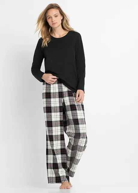 Pyjamas med flanellbyxa och presentpåse, bonprix