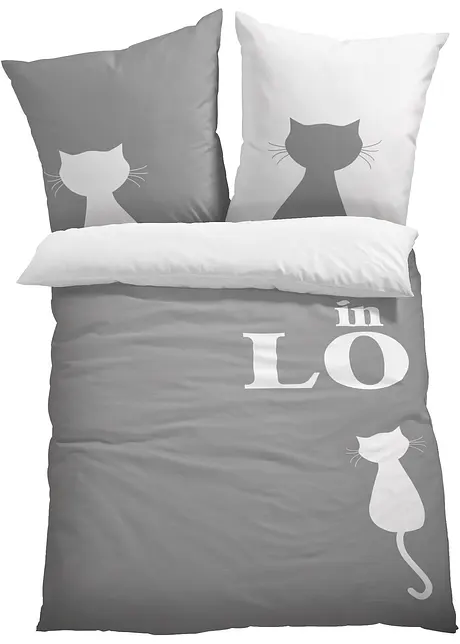 Vändbart påslakanset med ett kattpar, bpc living bonprix collection