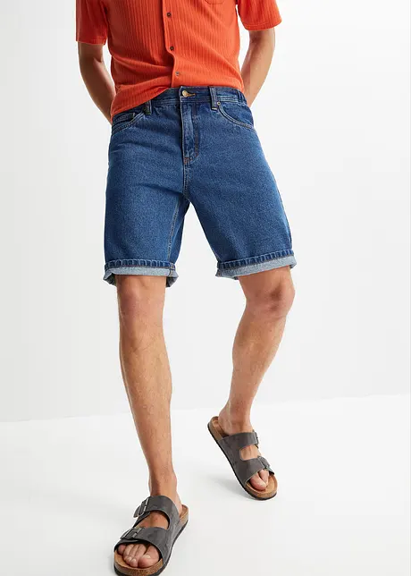 Jeansbermudas med töjbar midja i sidan, Classic Fit, bonprix