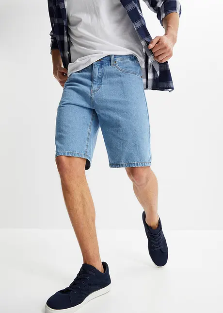 Jeansbermudas med töjbar midja i sidan, Classic Fit, bonprix