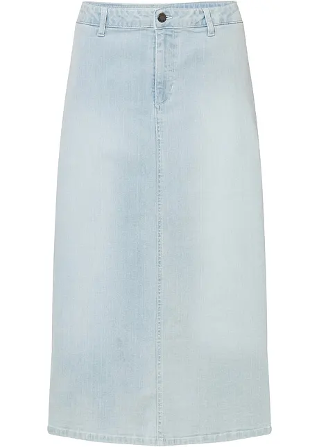 Stretchig mellanlång jeanskjol, bonprix