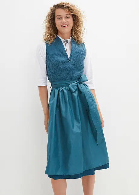 Jacquardmönstrad mellanlång dirndl och förkläde (2 delar), bonprix