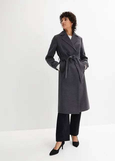 Vintertrenchcoat med yllelook, bonprix