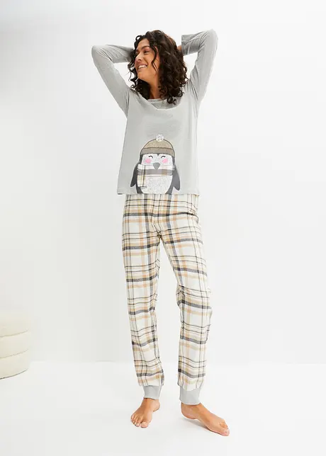 Pyjamas med flanellbyxa, bonprix