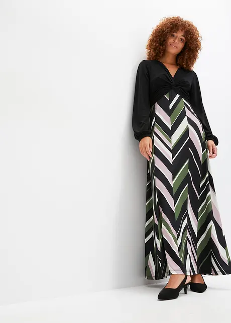 Maxiklänning med mönstrad kjol och återvunnen polyester, BODYFLIRT