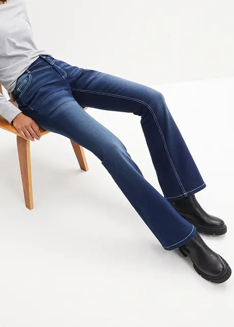 Stretchiga termojeans med mysig insida och ruggad yta, bootcut, bonprix