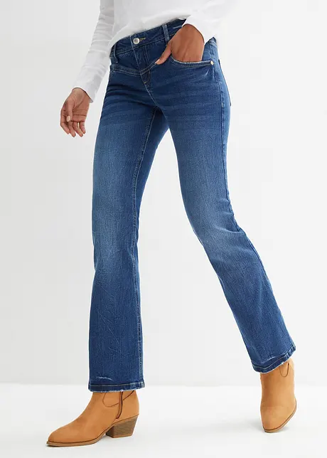 Stretchiga bootcutjeans med medelhög midja, bonprix