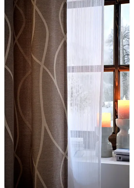 Transparent randig gardin (1-pack), bonprix