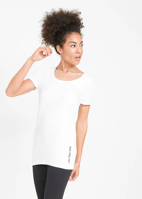 Lång topp med texttryck (2-pack), bonprix