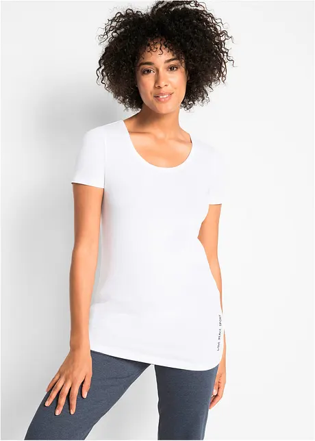 Lång topp med texttryck (2-pack), bonprix