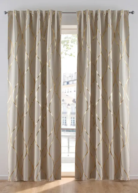 Mörkläggande gardinlängd med glansigt mönster (1-pack) i återvunnen polyester, bonprix