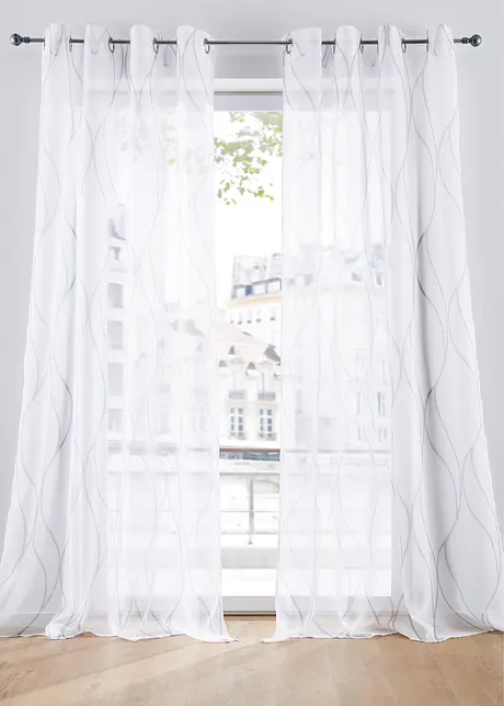 Gardin med vågmotiv (1-pack) i återvunnen polyester, bonprix