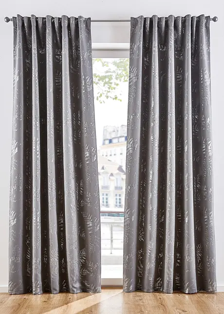 Mörkläggande gardinlängd med glansigt mönster (1-pack), bonprix