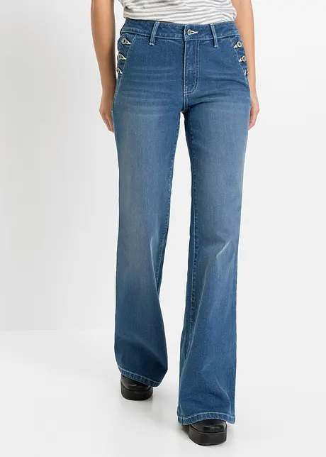 Bootcut Jeans Mid Waist, ekologisk bomull, bonprix