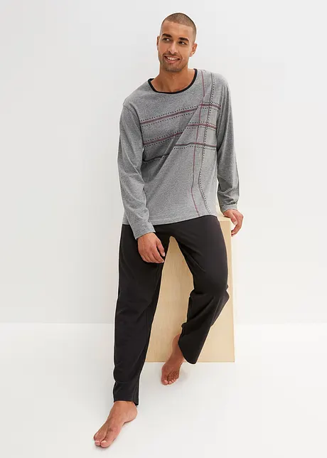 Pyjamas med bomull, långa ärmar, bonprix