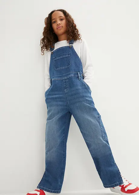 Snickarbyxa i denim för barn, Mid Waist, bonprix