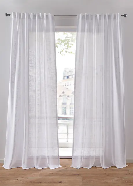 Gardinlängd med linnelook och återvunnen polyester (2-pack), bonprix