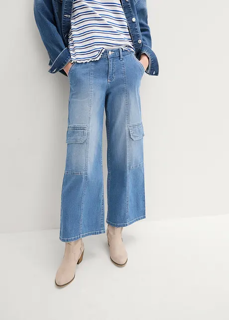 Cargo Jeans Mid Waist, cropped, John Baner JEANSWEAR