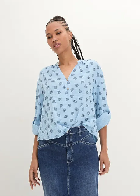 Mönstrad tunikablus i muslin, bonprix