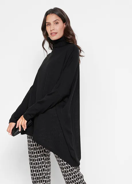 Ponchotröja med polokrage och asymmetriskt snitt, bonprix