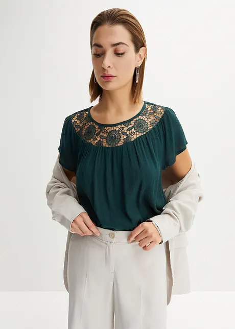 Blus med spets, bonprix