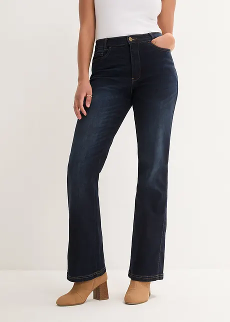 Stretchiga high waist-bootcutjeans med bekväm midja, bonprix