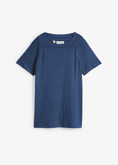 T-shirt i linne med spets, bonprix