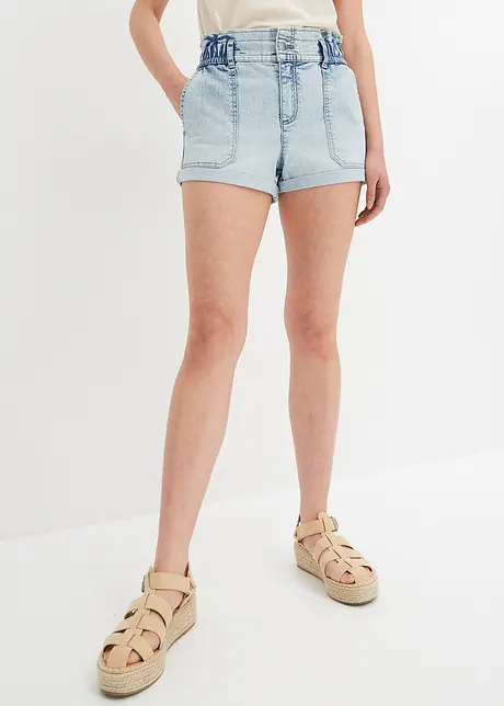 Jeansshorts med paperbag-design, RAINBOW