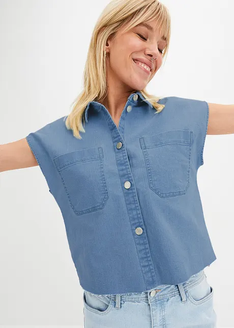 Fyrkantig jeansblus, bonprix