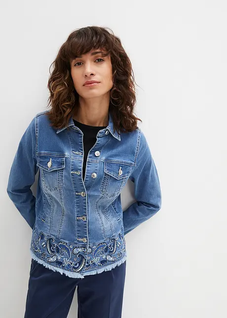 Jeansjacka med broderi, bonprix