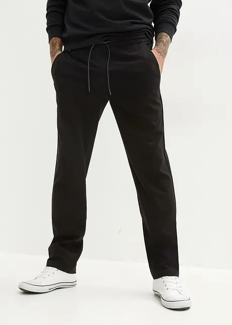 Stretchiga dra på-chinos med raka ben, Loose Fit, bonprix