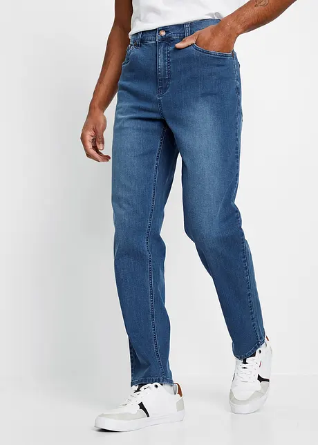 Powerstretchjeans med T-400 och bekvämt snitt, klassisk passform, avsmalnande ben, bonprix
